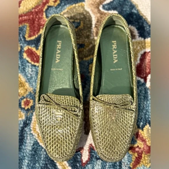 Prada Loafers - Green Snakeskin - Picture 1 of 15